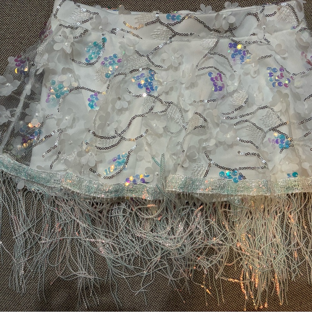 Sequin and Fringe Mini Skirt